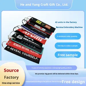 Porte-clés en polyester double face brodé personnalisé, cordon en acier inoxydable, porte-clés personnalisé pour étiquette de <span class=keywords><strong>vol</strong></span> et de jet - Product Image 4