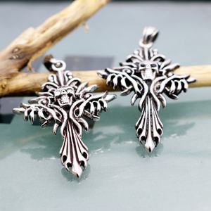 Collar con Colgante de Calavera y Cruz Gótica, Joyería de Moda con Colgante de Acero de Titanio Fundido, Amuletos para Hombre - Product Image 4