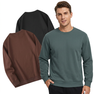 Sudadera de punto para hombre, cuello redondo, corte regular, color liso, 100% algodón polar, antiencogimiento, para uso casual de otoño - Product Image 2