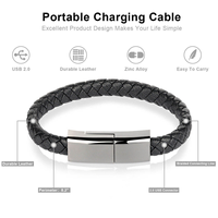 Bracelet en Cuir PU à Charge Rapide, Câble Chargeur USB Portable pour Android Type-C iOS