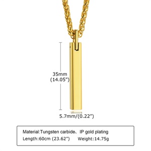 New Collection <b>Tungsten</b> Carbide Necklace bar Shape Pendant Necklace Men - Product Image 5