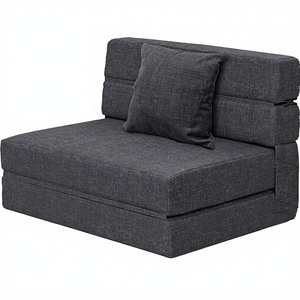 Sofá Cama Plegable Moderno con Futón y Almohada de Espuma Viscoelástica, Funda Lavable, Tamaño Individual, Gris Oscuro - Product Image 1