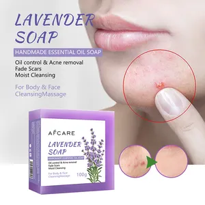 Private Label AFCARE Remove Skin Acne Deep Cleansing and Whitening Lavender Custom Body Organic Handmade Soap