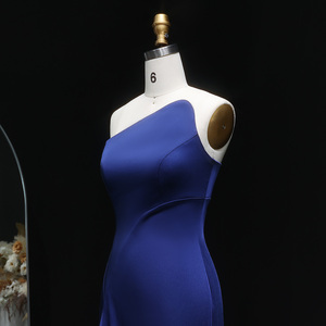 Sharon Said SF214 Elegante <span class=keywords><strong>Vestido</strong></span> de Noche <span class=keywords><strong>Azul</strong></span> <span class=keywords><strong>Oscuro</strong></span> Estilo Sirena, Simple, Sin Mangas, <span class=keywords><strong>para</strong></span> Mujer, <span class=keywords><strong>para</strong></span> Bodas y Fiestas - Product Image 4