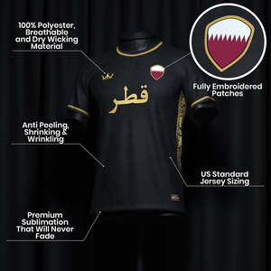Maillot de football personnalisé 2024 de haute qualité 100% polyester, coupe ample, avec logo imprimé, nom et numéro, design Qatar National Club - Product Image 6