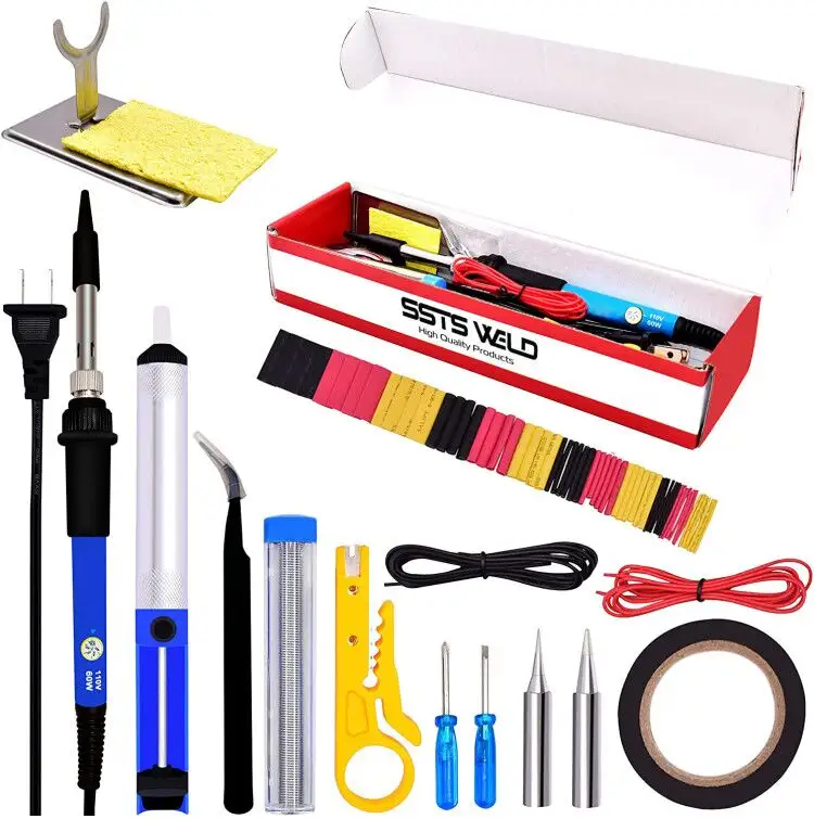 SSTS-SIS-15  15 in 1 60W Adjustable Temperature Soldering Irons tool set  with Heat Shrink Tubing Kit