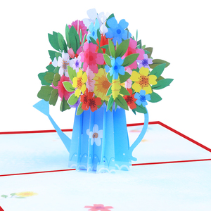 <span class=keywords><strong>Carte</strong></span> de vœux 3D écologique et recyclable en forme d'arrosage, faite à la main, avec vernis brillant, thème jardin fleuri, en papier, vente en gros - Product Image 3