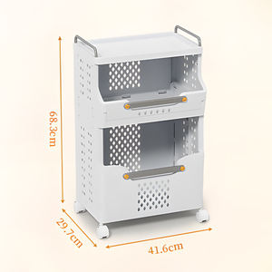 Multi-Functional Folding Storage Shelf, Space-Saving Rolling <strong>Cart</strong> for Bathroom &amp; Household - Product Image 6