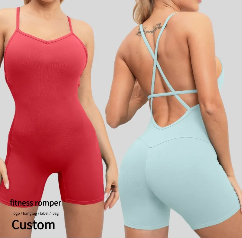 Fabriek Populaire Workout Romper Backless Atletische Playsuits Yoga Overalls Vrouwen Actieve Kleding Gym Sport Fitness Jumpsuits
