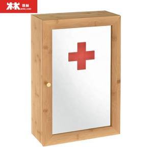 Botiquín de primeros auxilios de bambú <span class=keywords><strong>natural</strong></span> moderno, botiquín de hospital montado en la pared para sala de estar, cocina, taller, dormitorio, almacenamiento - Product Image 2