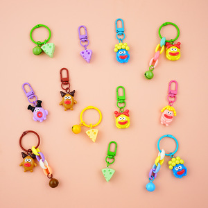 Creative Cute Bunny Cheese Cartoon Ins Style Plastic Carabiner Keychain Explosion-Proof Design for Schoolbag Keyring