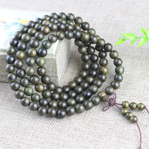 Dark Golden Nanmu Wood 108 <b>Bead</b> Buddhist Prayer <b>Bracelet</b> Round Ethnic Style For <b>Men</b> And Women Natural Fragrance - Product Image 1