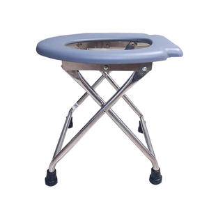 Silla de Inodoro Plegable de Acero Inoxidable con Asiento de PP para Personas Mayores y Discapacitadas, Uso Hospitalario, Diseño Moderno - Product Image 1