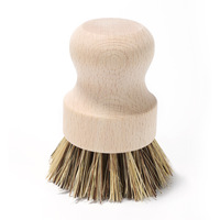 Brosse de nettoyage manuelle exclusive pour cuisine, en bois de hêtre et sisal, à manche court, pour vaisselle, assiettes et casseroles en bois, pour usage transfrontalier