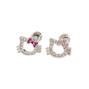 Pendientes de Acero Quirúrgico con Parte Trasera Plana, Pendientes de Diamante con Forma de Gatito, Aros para Cartílago, Piercings para <span class=keywords><strong>Daith</strong></span>, Concha, Tragus, Hélix - Product Image 1