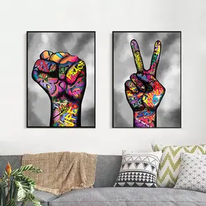 Graffiti Art Canvas Painting Street Art Hand Fist Poster and Prints on Canvas Wall Art Picture for Living Room Home Decor