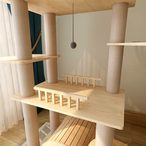 Rascador de madera moderno personalizado, torre de árbol grande para <span class=keywords><strong>gatos</strong></span>, juguetes de <span class=keywords><strong>escalada</strong></span> duraderos para <span class=keywords><strong>gatos</strong></span> de interior - Product Image 5