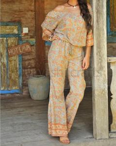 Mono largo estampado para mujer, ropa de playa con hombros descubiertos, pantalón largo para mujer 2020 - Product Image 1