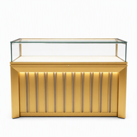 Vitrine de présentation de bijoux sur mesure en gros avec éclairage LED, finition dorée et verre haute transparence