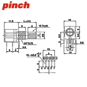 สวิตช์โรตารี่ Pinch Rs1010 ขนาด 10 มม. 10a ขั้วต่อ Pcb สำหรับควบคุมอุตสาหกรรม - Product Image 5