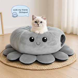 Tempat tidur mainan kucing interaktif, bentuk kucing lucu, permainan gua interaktif, tabung terowongan, tempat tidur mainan kucing interaktif dapat dilipat - Product Image 3