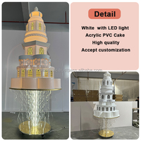 Nouvelle conception lisse, plateau tournant à gâteau en acrylique 3D à motif mobile avec lumière LED pour la décoration de gâteaux de mariage