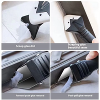 Raclette multifonctionnelle en plastique et acier avec lame de décapage de colle pour verre, idéale pour l'application de produits cosmétiques et le nettoyage des sols, ainsi que le jointement des interstices.