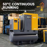 Compresseur d'air à vis industriel stationnaire 220V monophasé 7,5kW 10HP petit silencieux refroidi par air avec réservoir de séchage 300L/500L CE pour utilisation automobile