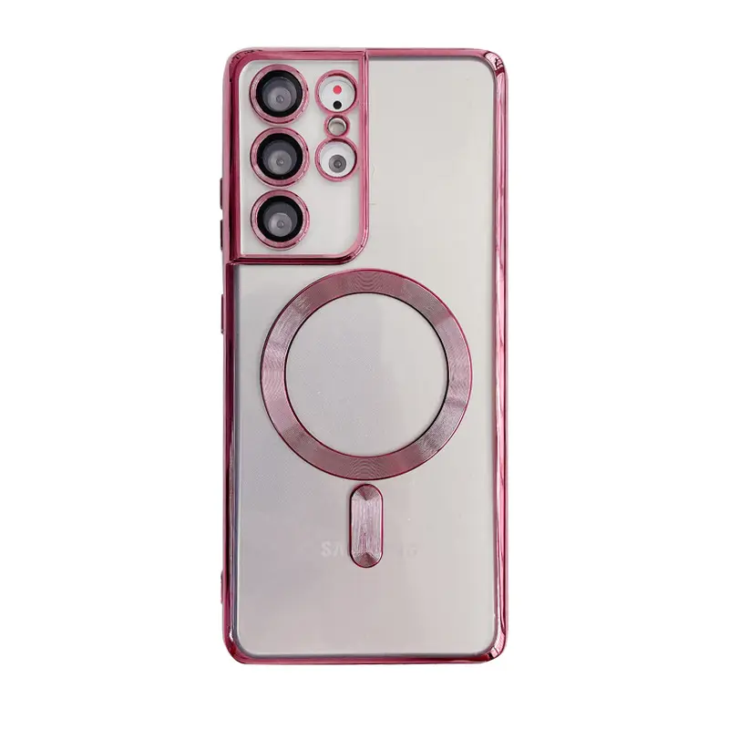 Beschermende Lens Film Telefoon Case Magnetische Telefoon Case Transparant Plating Tpu Mobiele Case Voor Samsung S21 S22 Plus Ultra