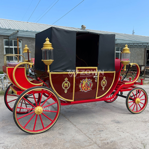 Charrette électrique rétro de tourisme au design créatif, vente directe d'usine, calèche rouge avec auvent - Product Image 1