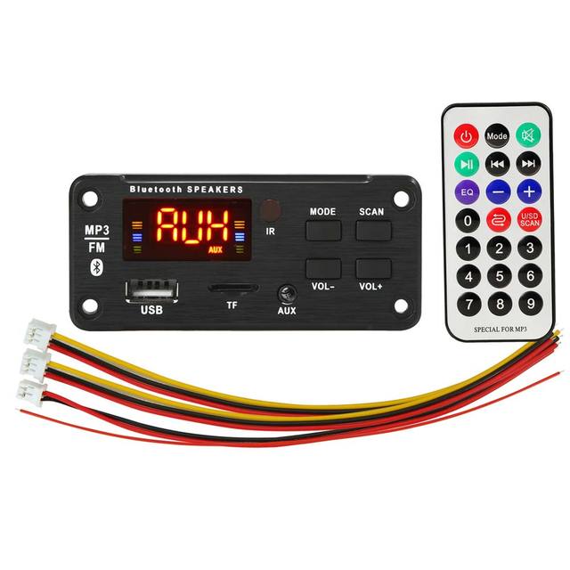 12V 50W Blue-tooth 5.0 Decoding Board Module Wireless Car USB MP3 Player TF Card Slot FM Remote