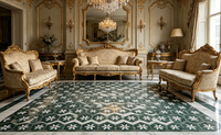 Carreaux de sol en marbre poli à motif continu, découpe jet d'eau, design géométrique floral moderne pour hôtels, villas et salons