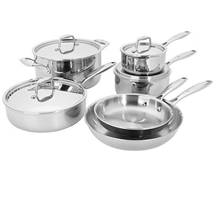 Thiết kế tối giản thép không gỉ Cookware Set với Composite dưới chảo gốm và vật liệu kim loại kính nắp - Product Image 1