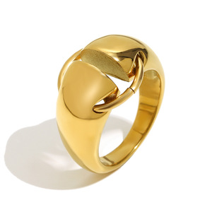 Cincin Fashion Lapis Emas 18K untuk Wanita, Cincin Putar Lingkaran Kreatif untuk Mengurangi Stres, Cincin Geometris Personal dari Baja Tahan Karat - Product Image 1