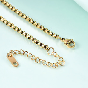 Pulsera de cadena cuadrada de acero inoxidable chapada en oro de 18 quilates de 3 mm para mujer, regalo de joyería - Product Image 4