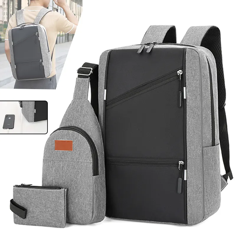 wholesale 2023 new polyester fiber usb smart business travel laptop backpack with security lock