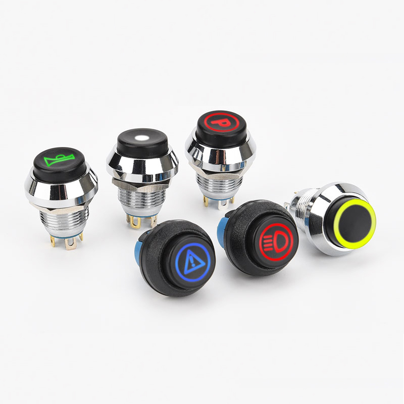 Small Custom <strong>12mm</strong> Ip65 DC Illuminated Waterproof Normally Open Latching Metal <strong>Push</strong> <strong>Button</strong> <strong>Switches</strong> <strong>Momentary</strong>