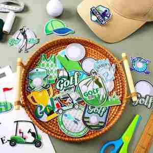 Applique brodée thermocollante décorative sur le thème du golf (terrain de golf en herbe verte), patchs de broderie personnalisés pour chapeaux et vêtements - Product Image 3