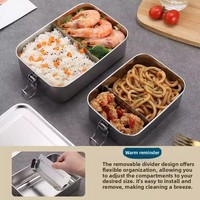 Unterteilte Doppelkammer Isolierte Lunchbox mit Schnappverschluss aus 304 Edelstahl Retro Tragbare Luftdichte Bento-Box
