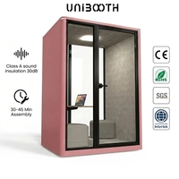 UNIBOOTH Cabine de bureau préfabriquée à installation rapide, insonorisée 30 dB, ignifuge ISO 23351, assemblage rapide, pour bureau ouvert, bibliothèque, livraison rapide
