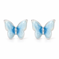 KAVNAR Boucles d'oreilles papillon émail bleu dégradé laiton délicat mignon