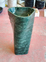 Série de lavabos en marbre vert d'Inde, style colonne, taille personnalisée, directement de l'usine, pour la décoration des salles de bain d'hôtels et de villas