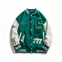 Veste de baseball varsity pour homme avec logo personnalisé en spray arc-en-ciel, fabricant de vêtements de rue d'hiver, veste varsity avec patch brodé