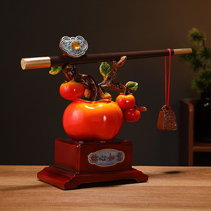 Figurine sculptée artistique en résine époxy de kaki pour la décoration de l'entrée du salon, cadeau de pendaison de crémaillère, cadeau de nouvelle maison - Product Image 3