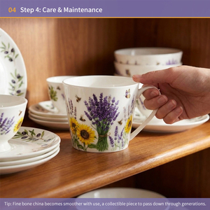 Taza de Porcelana Estilo Francés con Diseño Floral de Lavanda - Taza de Café o Té Estilo Pastoral - Product Image 6