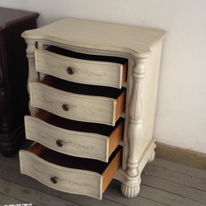 Commode <span class=keywords><strong>à</strong></span> 4 tiroirs Unité de rangement Shabby Chic Paniers <span class=keywords><strong>en</strong></span> <span class=keywords><strong>osier</strong></span> Chêne foncé/Armoire <span class=keywords><strong>en</strong></span> bois de pin recyclé - Product Image 5