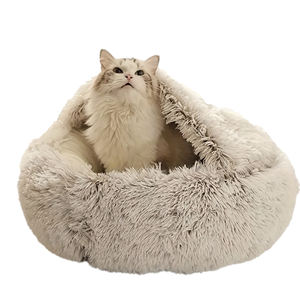 เตียงแมวโดนัท-ผ้ากำมะหยี่นุ่มพิเศษเต็นท์สัตว์เลี้ยงเสื่อนอนหนาเหมาะสำหรับลูกแมวพันธะและเวลาเล่นกับเพื่อนแมวของคุณ - Product Image 1