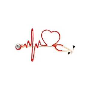 Bros Medis Pin Perawat Stetoskop Jantung Elektrokardiogram Enamel Pin Kerah Lencana Perhiasan Logam Hadiah untuk Dokter Grosir - Product Image 2