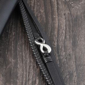 Classic Design High Quality Stainless Steel <strong>Infinity</strong> Charm Genuine Leather Men <strong>Bracelet</strong> - Product Image 6