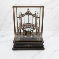 Horloge de table mécanique à balancier en laiton couleur bronze antique SM Retro Solid avec base à tiroir